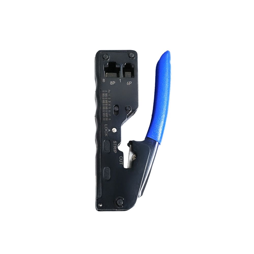 Stapler Type 8P/6P Pass Through Plug Crimper with Strip/Cut